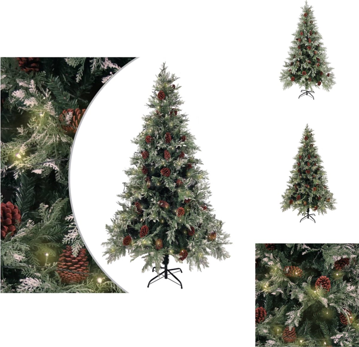 vidaXL Kerstboom - Scharnierende constructie - 195 cm - Inclusief 300 LEDs - Decoratieve kerstboom