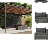 vidaXL Loungeset Poly Rattan Grijs - 70x70x60.5cm - Weerbestendig PE-rattan - Stalen frame - Comfortabele kussens - Modulair design - Inclusief 4 hoekbanken - 7 middenbanken - 1 voetenbank - 12 zitkussens - 15 rugkussens - Tuinset