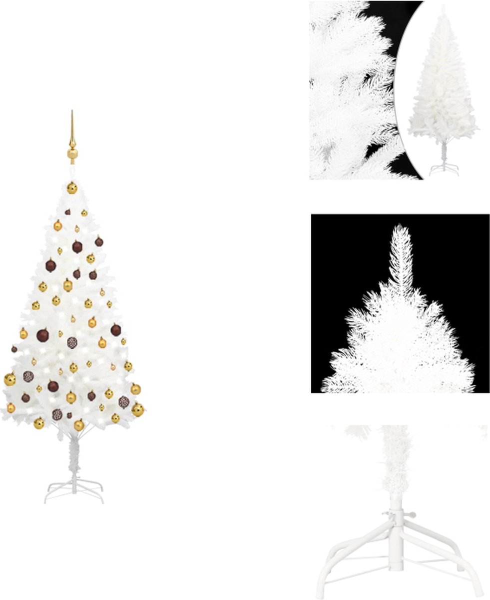 vidaXL Kerstboom PE Wit - 150 cm - Levensechte Naalden - 150 LEDs - USB-aansluiting - Decoratieve kerstboom
