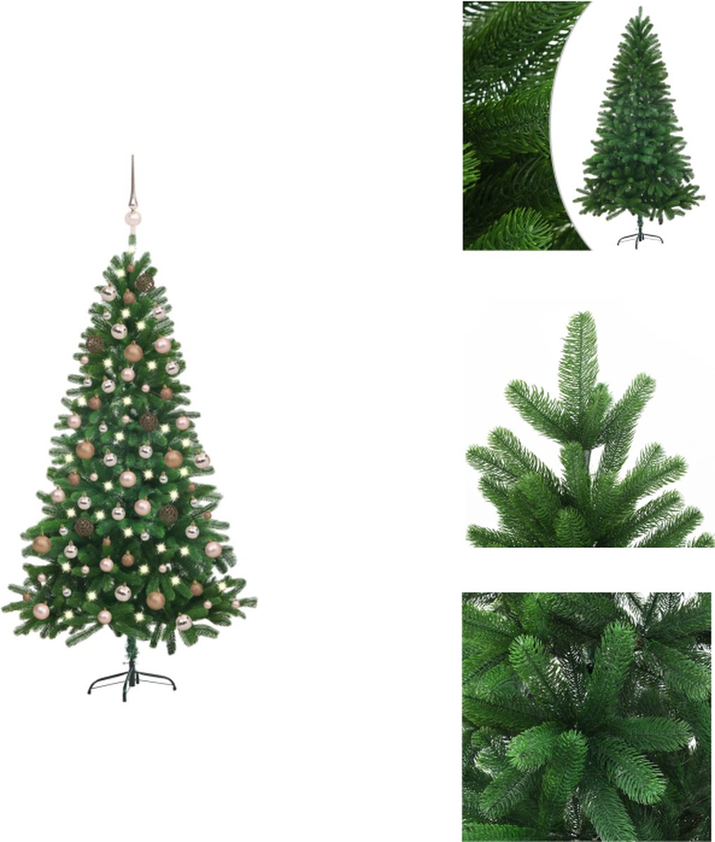 vidaXL Kunstkerstboom - Realistisch - 150 cm - Groen - Met LED-verlichting - Decoratieve kerstboom