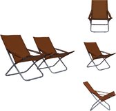 vidaXL Strandstoelenset - Bruin - 58x76x88 cm - Inklapbaar - Verstelbaar - 2 stuks - Tuinstoel