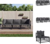 vidaXL Loungeset Hoekbank - Middenbank - Antraciet - 72x72x66 cm - Geweven stof - Tuinset