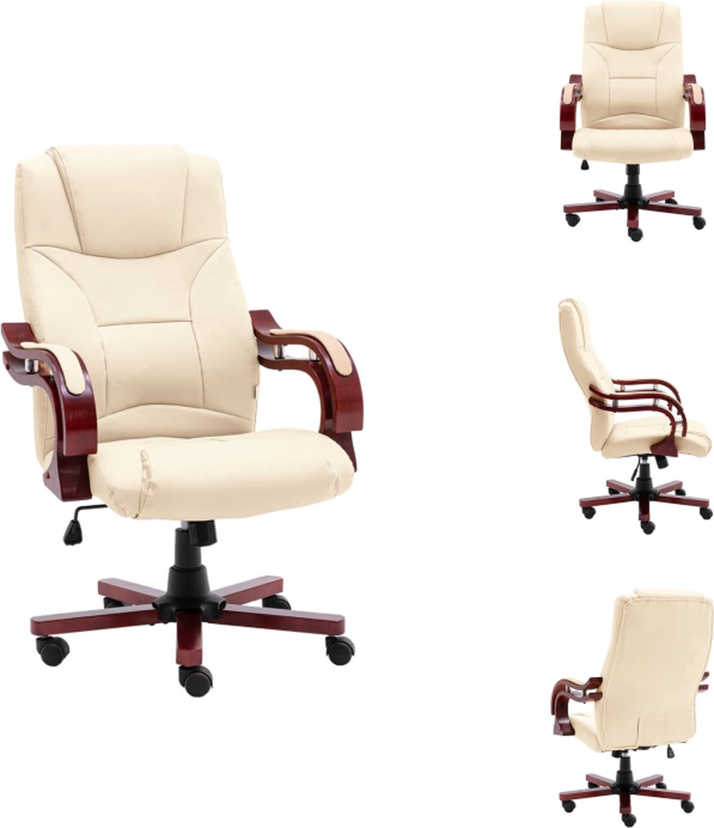 vidaXL Verstelbare kantoorstoel - Stof - Crème - 66.5x75x(109-117) cm - Bureaustoel