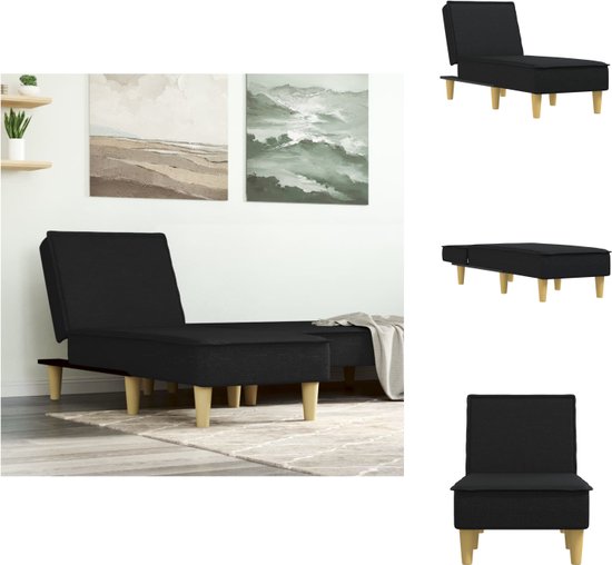 vidaXL Verstelbare Chaise Longue - Zwarte stoffen bekleding - Comfortabel en stabiel - 55x140x70cm - Chaise longue