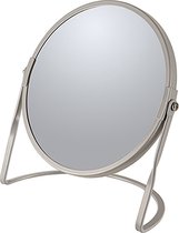Make-up spiegel Cannes - 5x zoom - metaal - 18 x 20 cm - beige - dubbelzijdig