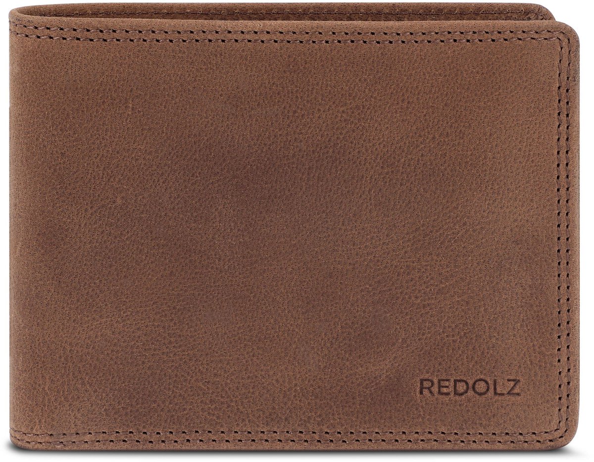 Redolz Leather Essentials QF portemonnee RFID leer 12 cm - Jongens - Horizontaal - brown