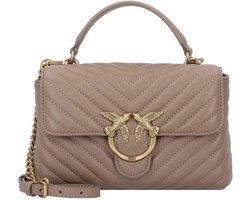 PINKO Handtas Schoudertas Love Lady Puff Mini CL Sheep Nappa Chevron Ginger Biscuit - Antique Gold Taupe