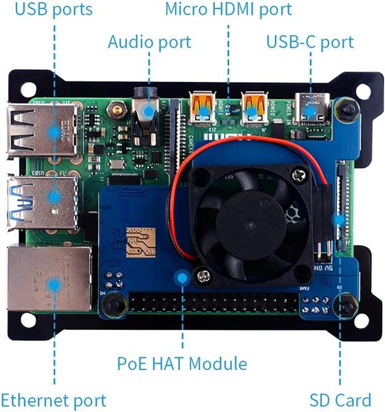 Acryl Behuiz voor Raspberry Pi PoE-module - Beschermend en Ventilerend ...