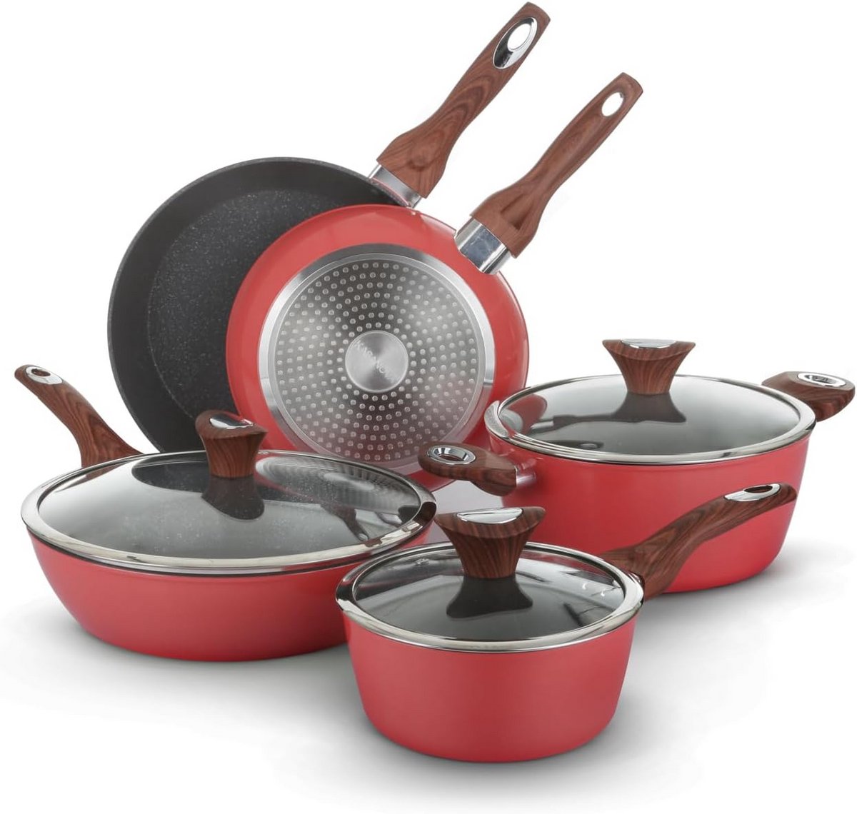 Pannenservies 8-delig rood goud 5