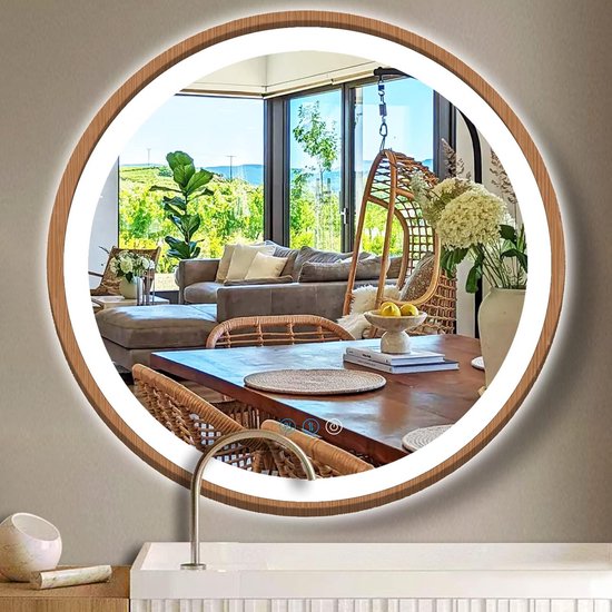 ChillCruiser Ronde led-badkamerspiegel 800 mm met zwart frame