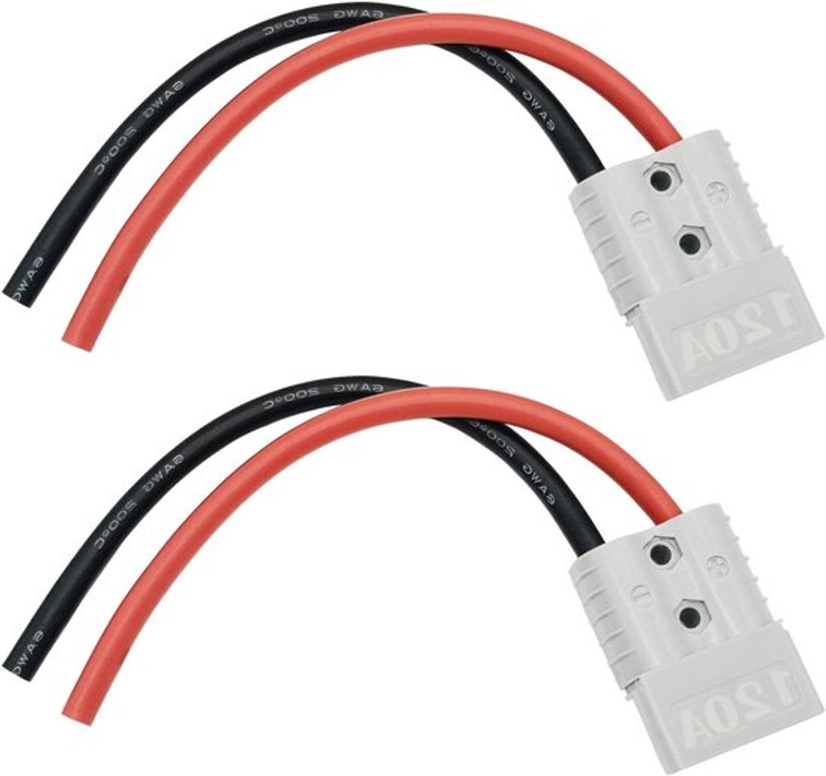 Snelkoppeling Batterijstekker 120 A 600 V - 2 Sets met 6 AWG Batterijkabel - Grijs