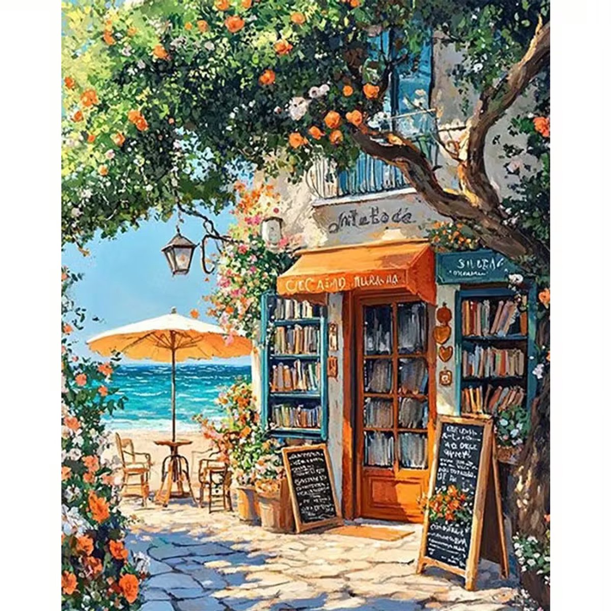 MET FRAME - Paint by numbers Volwassenen– schilderen op nummer – Creatieve hobby - Ontspanning Thuis - Cadeau idee - Compleet pakket - DIY decoratie - Cafe des Livres