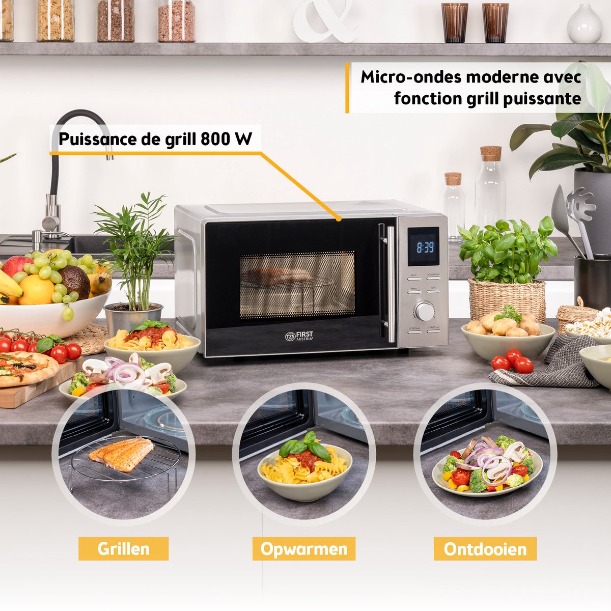 TZS First Austria Vrijstaande Magnetron - Grill thumbnail 3