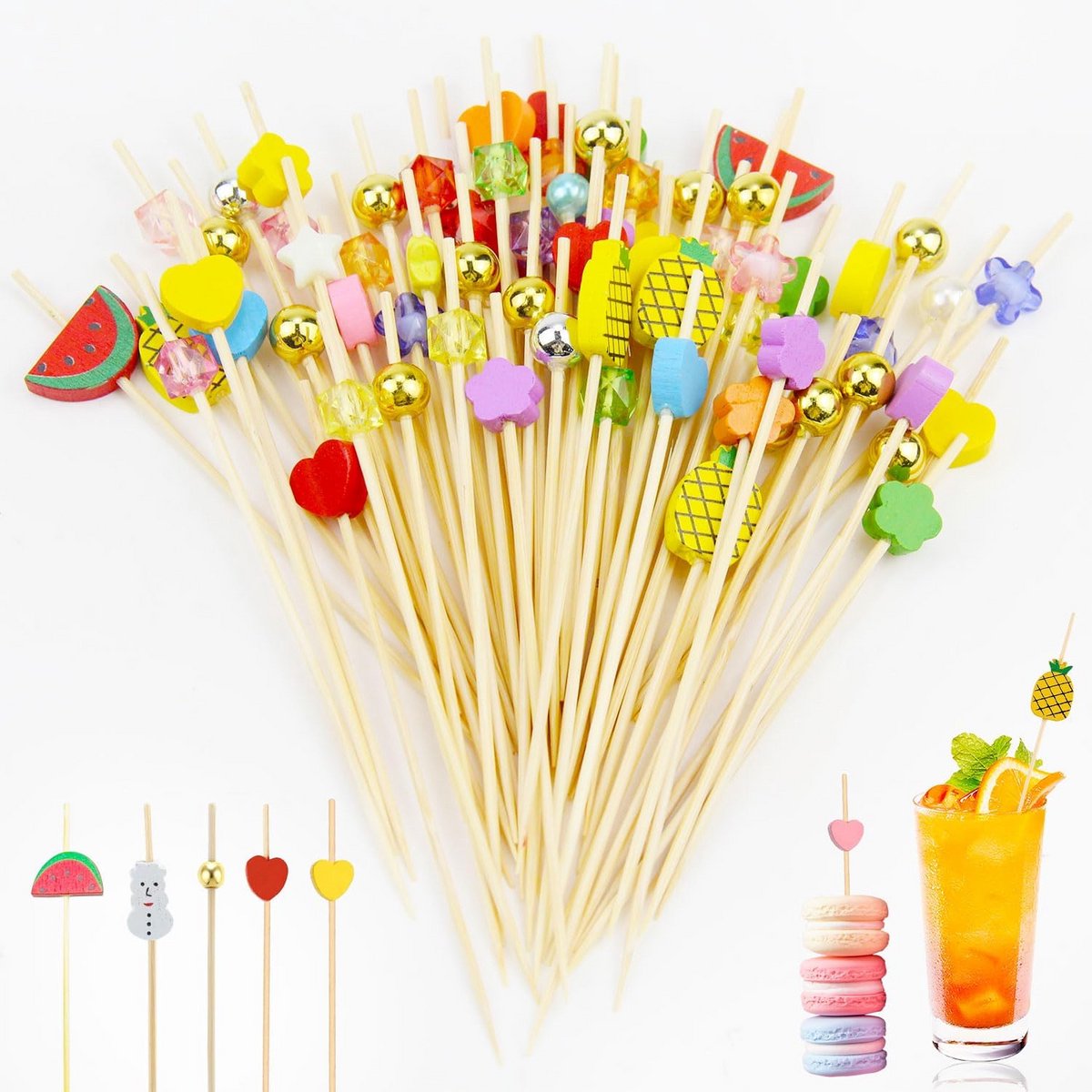 Houten Cocktailprikkers 300 stuks - Ideaal voor Fruit, Snacks, Garnituren en Feestjes