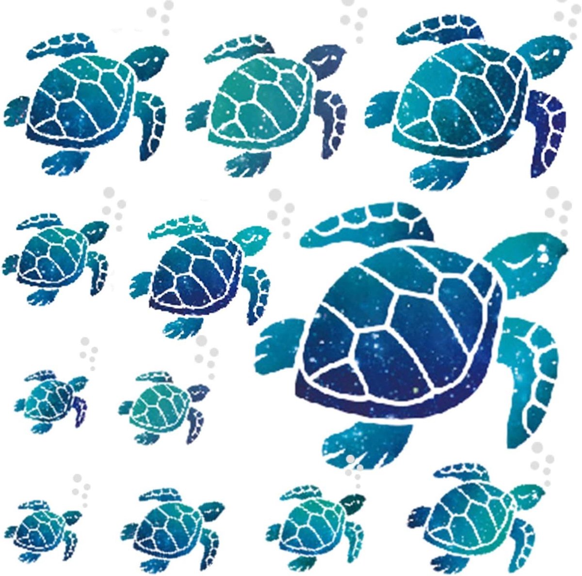 Ronte - Zeeschildpad Muurstickers Set van 12 - Onderwater Thema Decoratie voor Thuis en Kantoor - Waterdicht en Vinyl - Woonkamer, Badkamer en Toilet - Muurornamenten