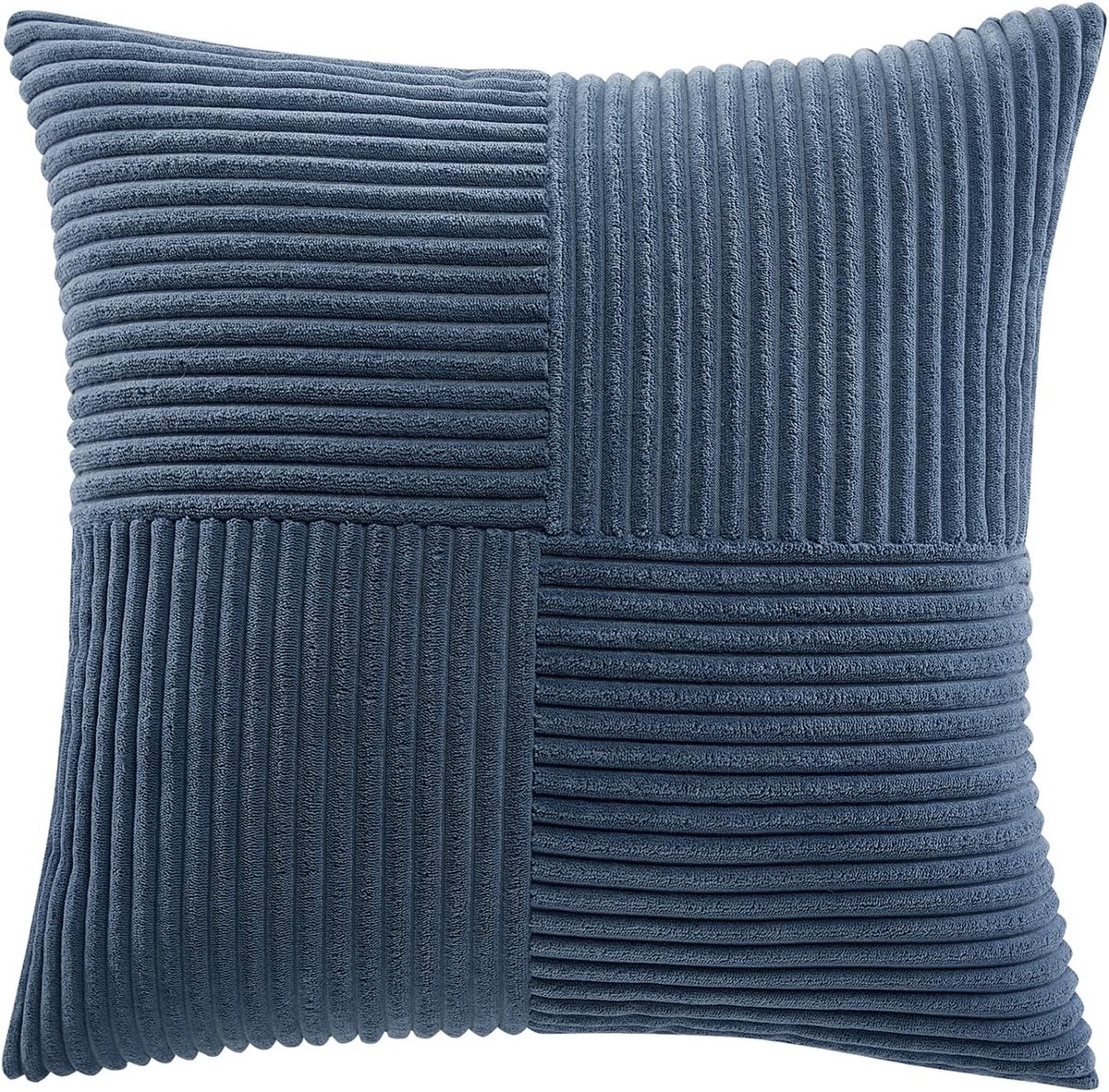 Famanu Denim blauw, 1 stuk, 70 x 70 cm, zacht, corduroy, kussenslopen, kussensloop, decoratieve kussensloop, bankkussen, sierkussen, boho, decoratie voor bank, slaapkamer, woonkamer, balkon denim, blauw
