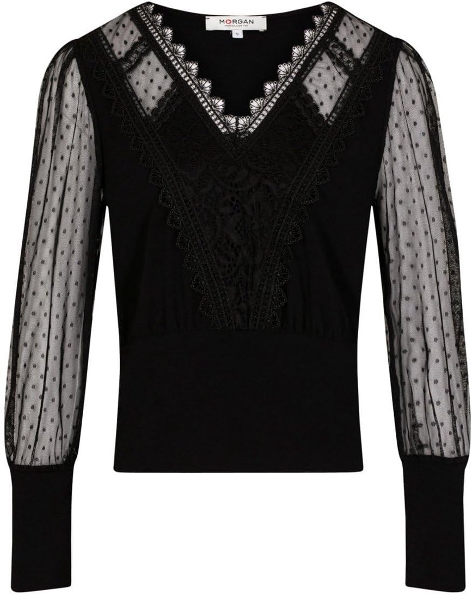 Vrouwtje T-shirt met Plumetis en Lange Mouwen