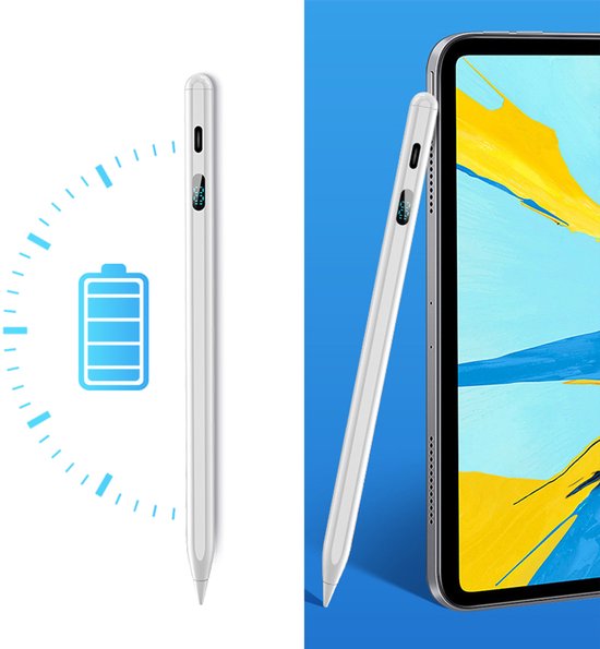 STILVORA Styluspennen - Touchscreen Pen Voor iPad En Android, Styluspen Met Palm Rejection, Vervangbare Tip, Oplaadbaar, Magnetische Beschermhoes - Aluminiumlegering, Wit — afbeelding 5