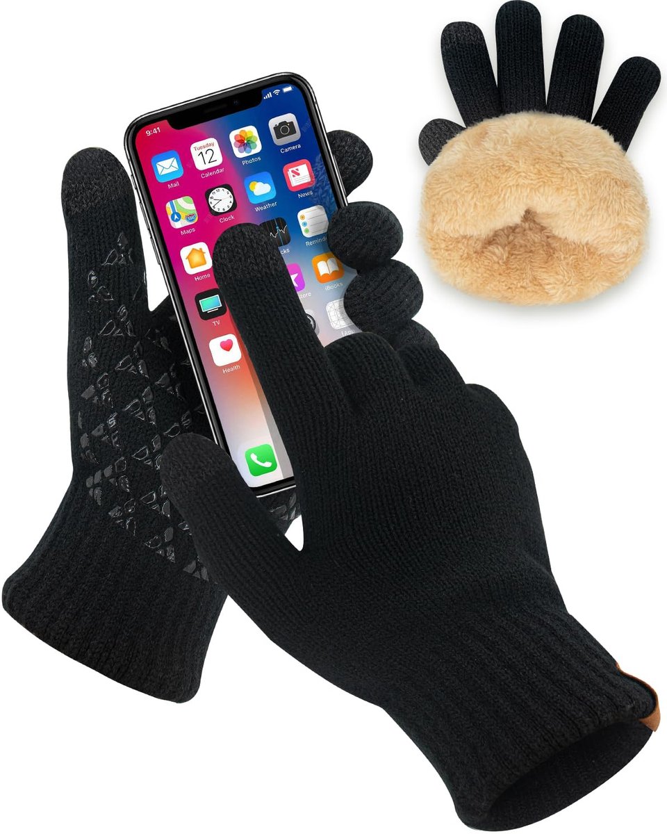Unyqoos® Thermische winterhandschoenen met fleece voering en touchscreen functie voor dames en heren Zwart