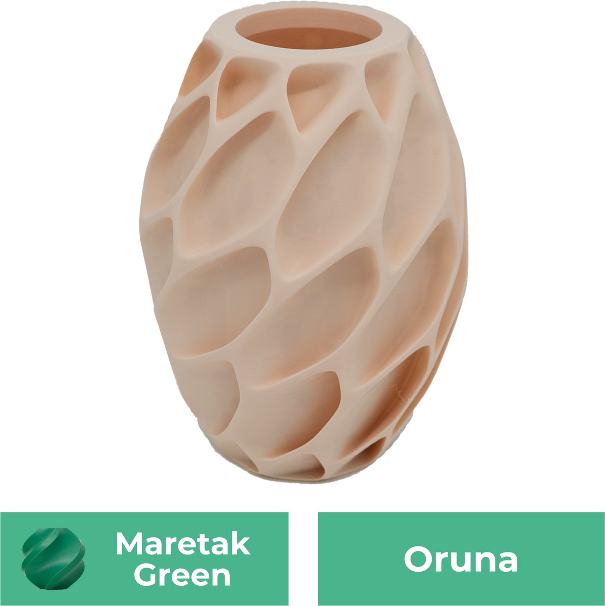 Lovora Oruna organische vaas – Decoratieve vaas - Maretak Groen - 3d geprinte vaas – geschikt voor droogbloemen - 25CM