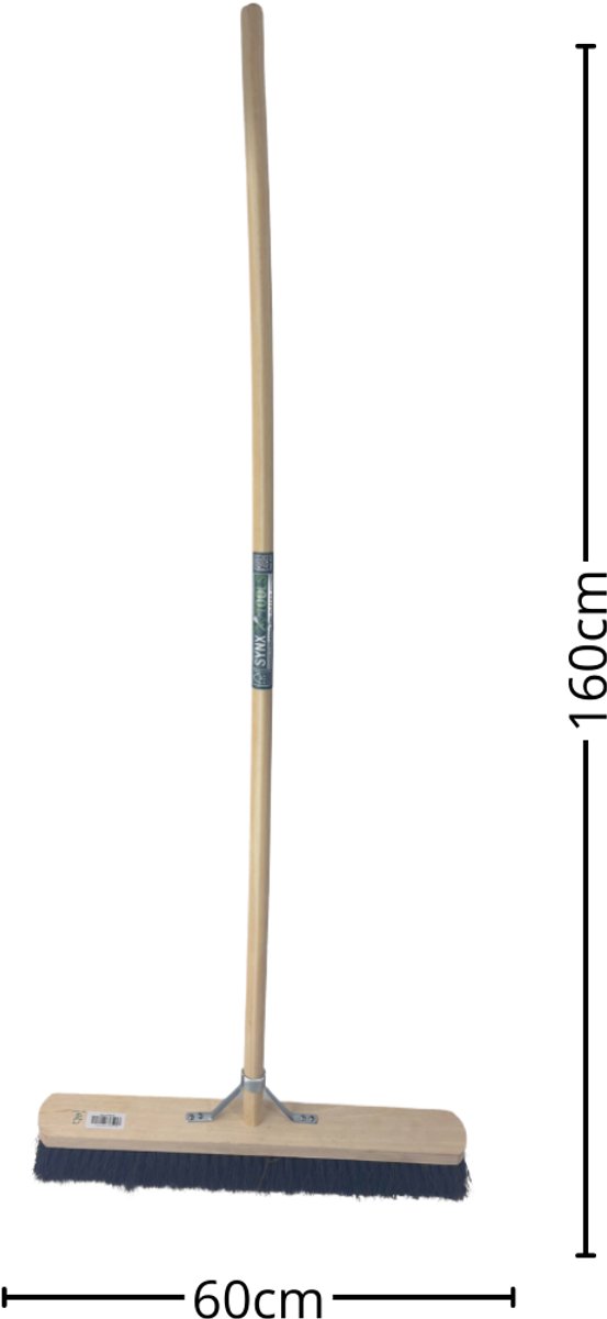 Synx Tools bezem Stadsbezem Straatbezem 60 CM - Colombo Bezem - Natuurvezel haren - Straatbezem haren - Bezems Buiten - Schrobborstels - Buitenbezem - schoonmaakartikelen - Incl. Steel 150cm van Synx Tools — afbeelding 3