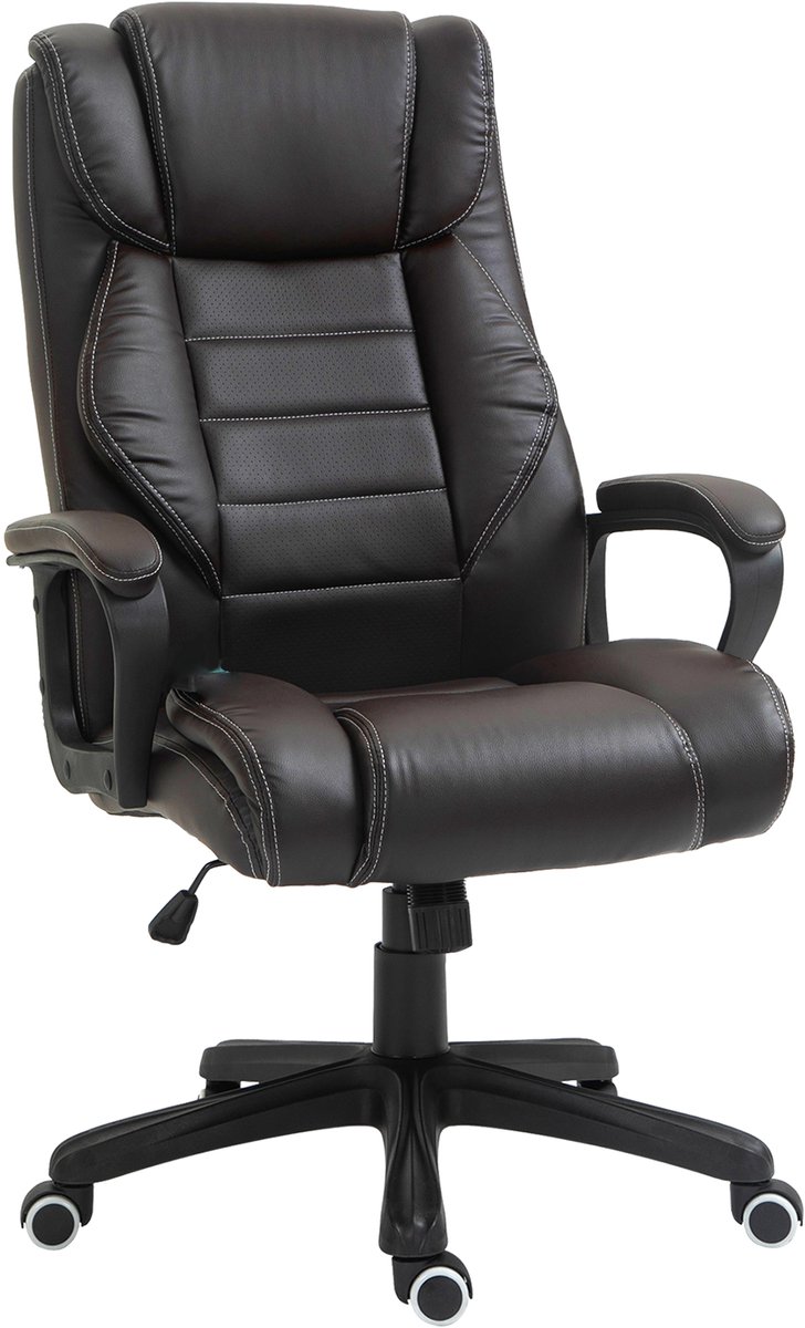 Vinsetto massage bureaustoel Kunstleer, kunststof 74L x 64B x 112-120H cm Bruin