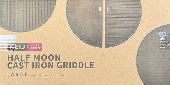 Set half grillrooster en grillplaat - gietijzer - L - 46,5 cm - geseasoned
