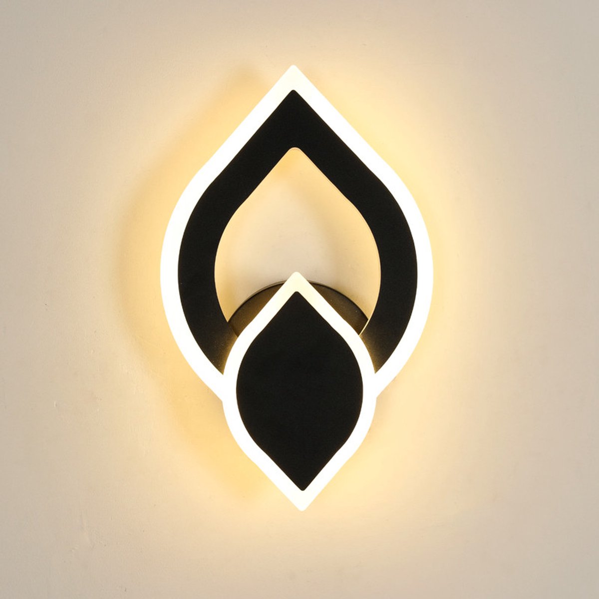 Acryl LED wandlamp - Zwart, 17W, Warm licht 3000K