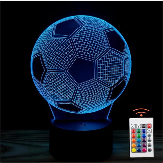 1 stuk voetbal 3D optische illusie nachtlampje - veelkleurig ontwerp - tafellamp voor thuisdecoratie - kindervakantie cadeaulamp - 170 * 4 * 215 mm - geschikt voor thuisdecoratie en vakantiecadeaus - veelkleurig — afbeelding 3