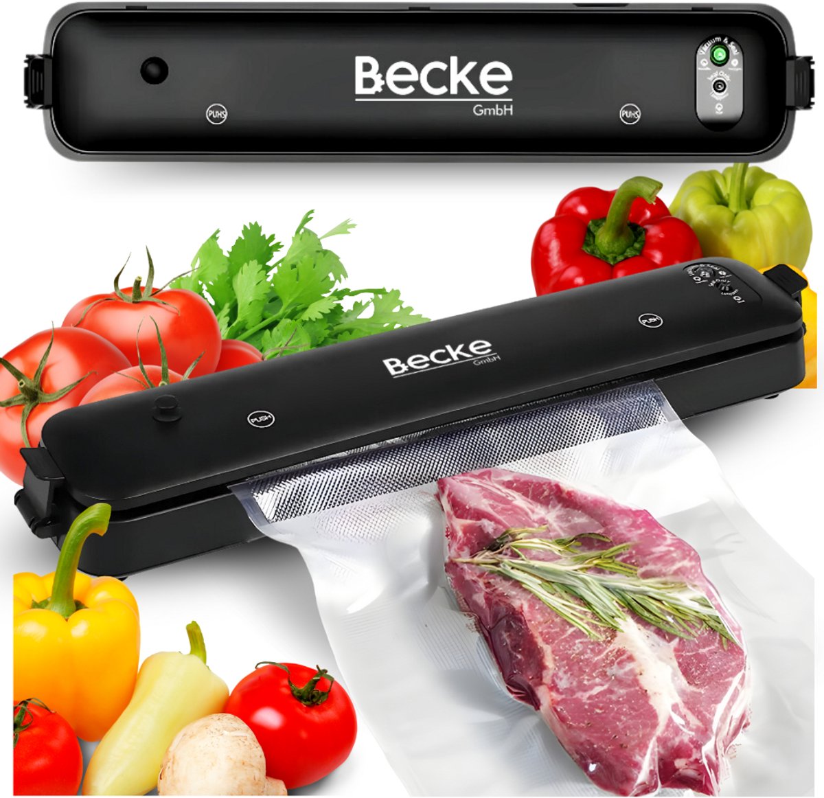 Becke - Vacuümsealer - 2W1 - Met Vijf Zakjes - 1,4 cm Lasbreedte