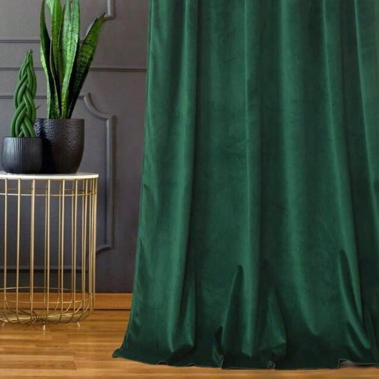 MORE&DECO - Fluwelen Gordijn - 250x140cm - Groen - Klaar om op te Hangen - Luxe Afwerking — afbeelding 4