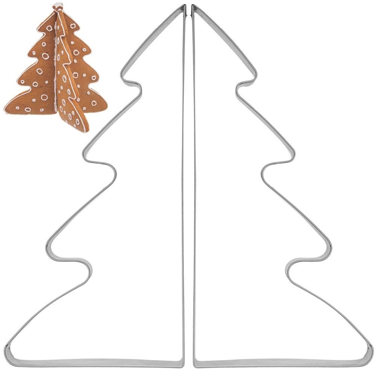 Orion - RVS Koekjesuitsteekvorm - 15,5 cm - Set van 2 - 3D Kerstboom