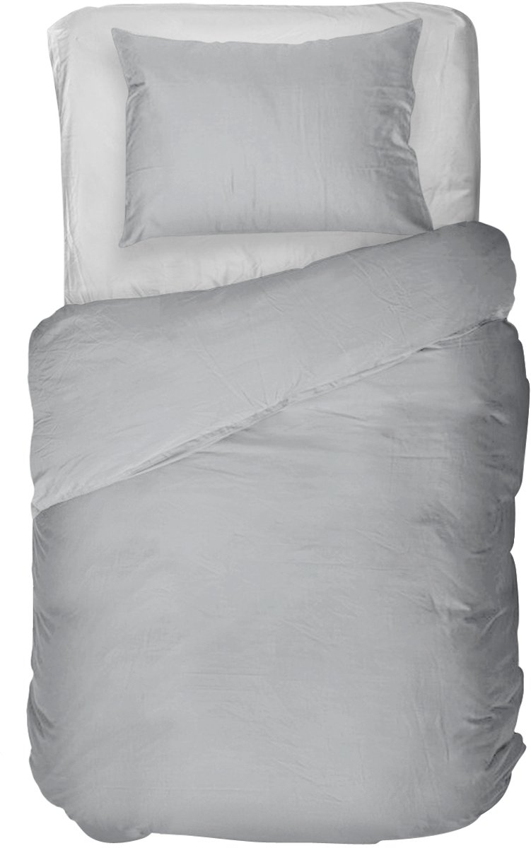 kayori Senju Dekbedovertrek Katoensatijn - 140x200-220 + 1 sloop - Eenpersoons - 300TC Premium Hotelkwaliteit - Grijs