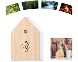 Vogelhuisje Met Geluid-Vogelgeluiden Huisje met Sensor-Singing Bird Box-Vogelgezang Sensor-Geschikt voor het decoreren van binnenruimtes zoals balkons en open haarden, om een natuurlijke sfeer te creëren.