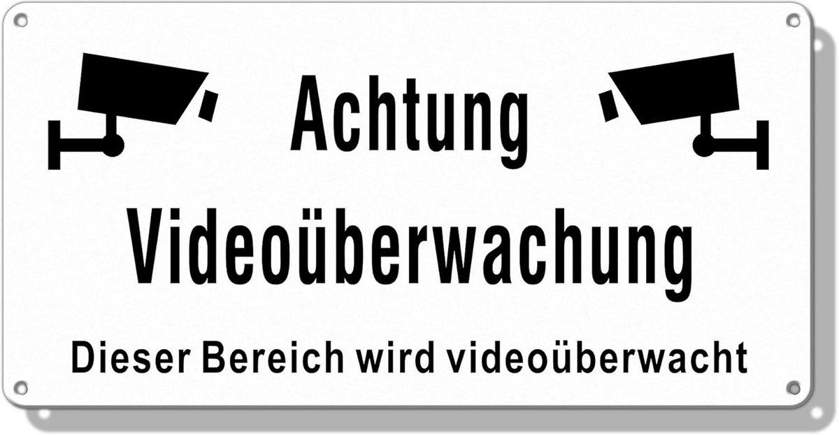 Waarschuwingsbord Videobewaking 30x15 cm - Weerbestendig Metaal