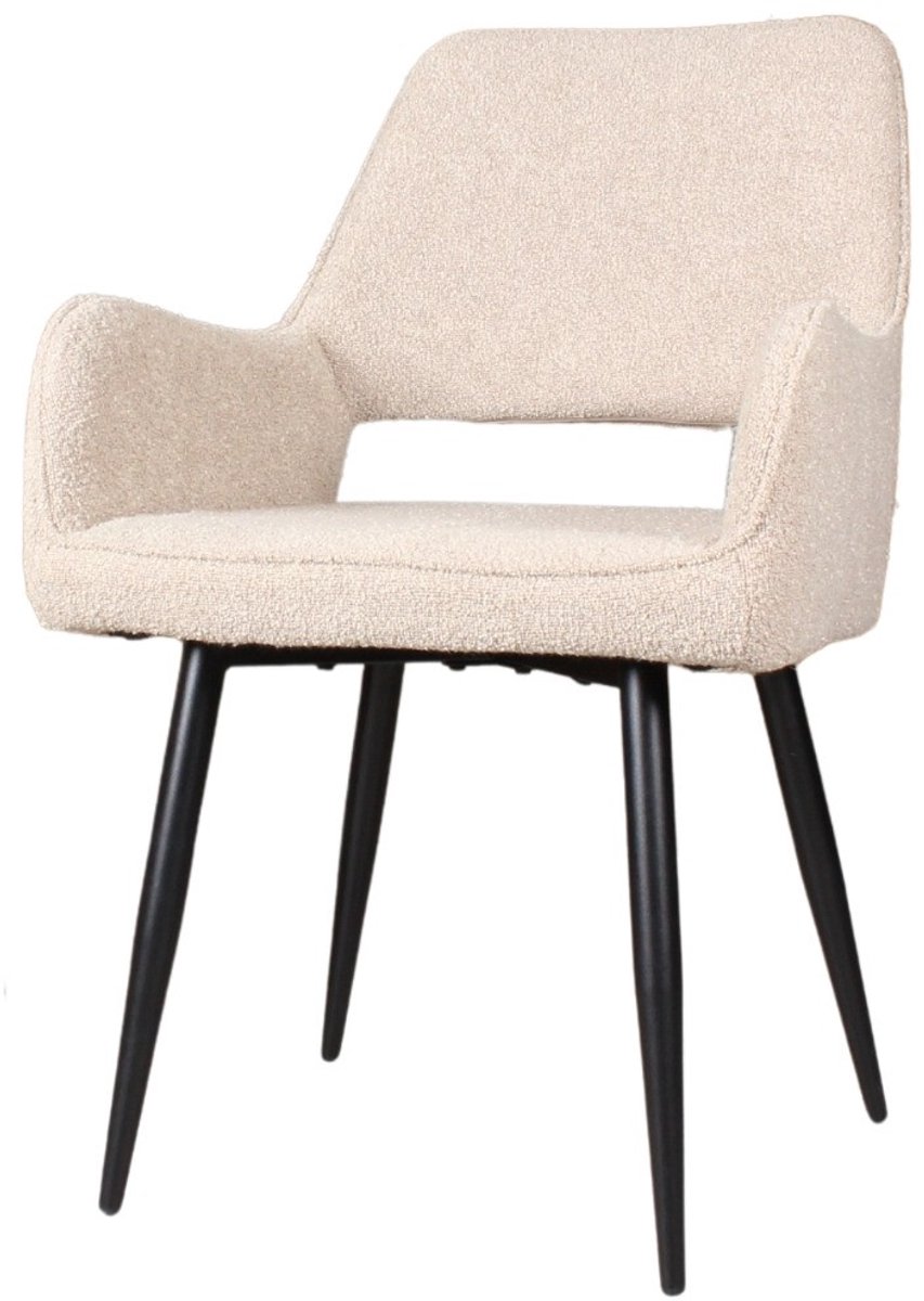 DS4U - Lenon eetkamerstoel – armstoel met luxe boucle stof en trendy design - beige