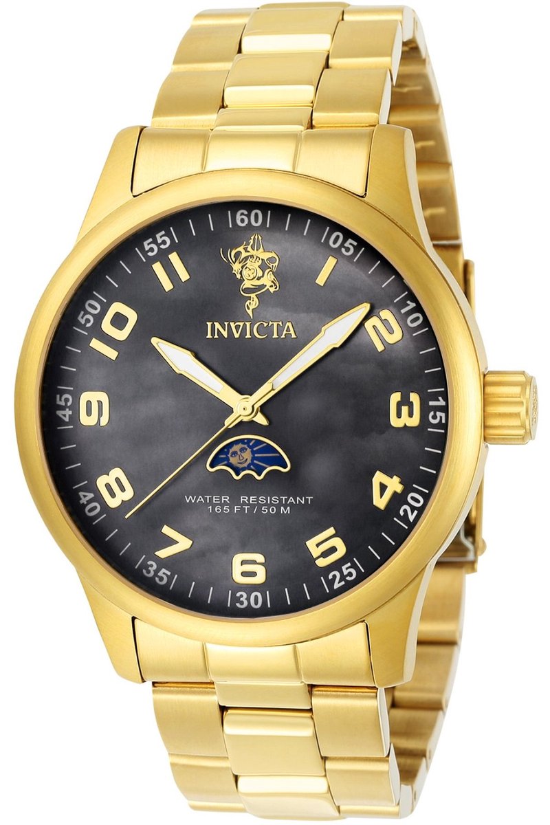 Invicta Sea Base 23826 Heren Horloge - Waterdicht - Analoog - Quartz Uurwerk - Roestvrij Staal met zwarte Wijzerplaat - 44mm
