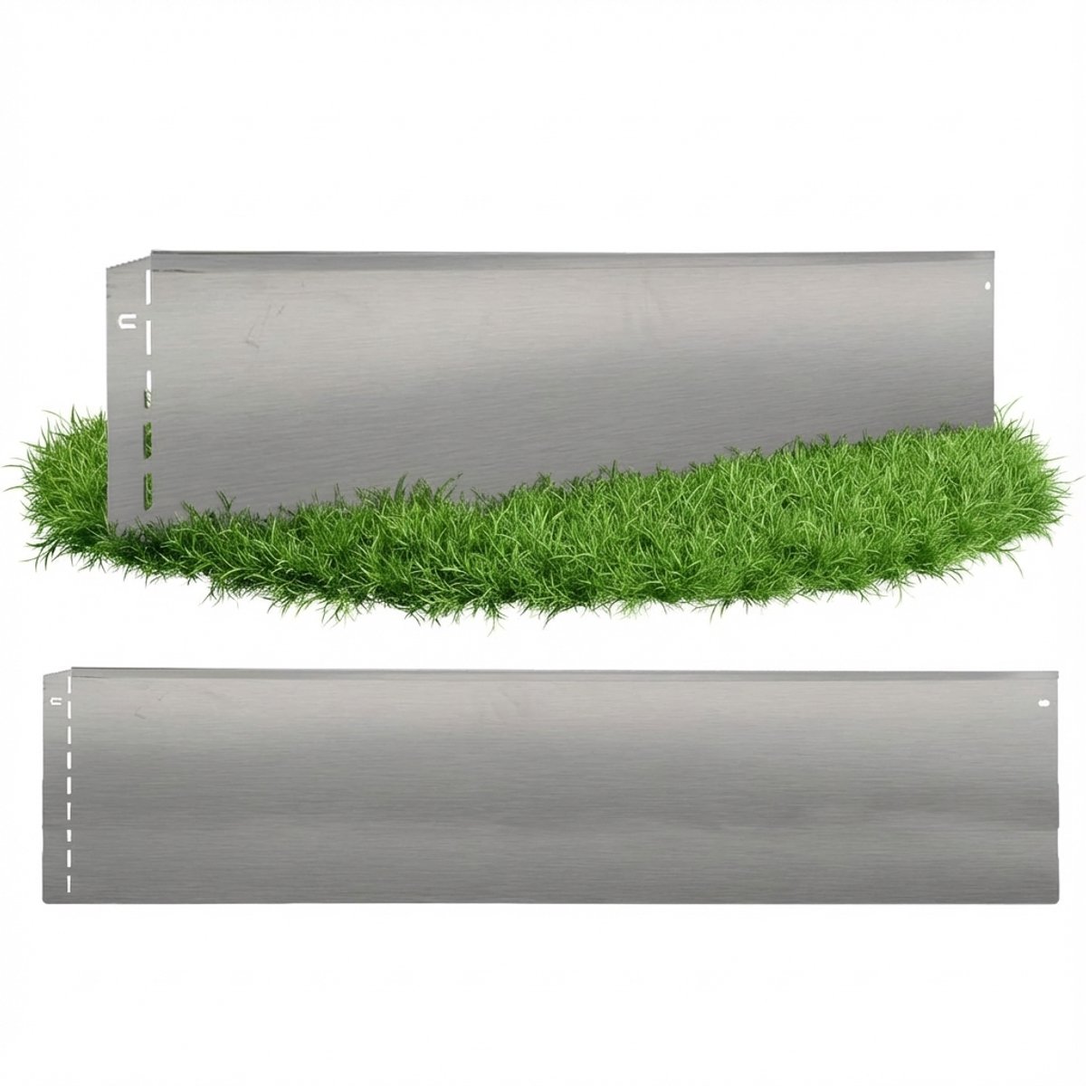 GartenAZ - Gazonrand metaal verzinkt - 1 m - 13 cm hoog - zilver
