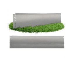 GartenAZ - Gazonrand metaal verzinkt - 1 m - 13 cm hoog - zilver