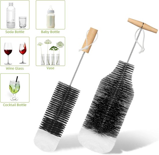Flessenborstel voor glasflessen en decanters - zachte borstel, houten handvat — afbeelding 4