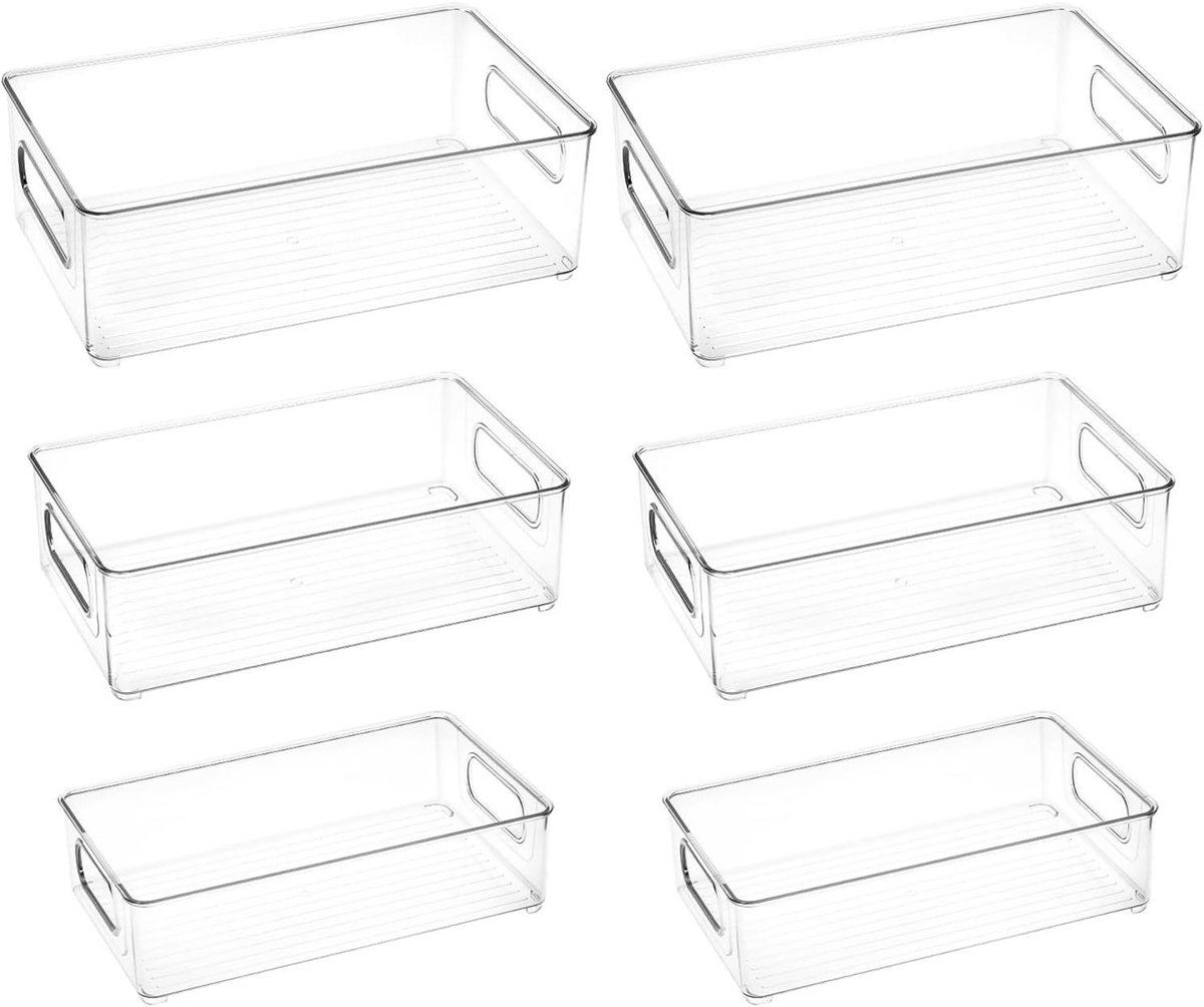 Allecta - 6-delige set Koelkast organizer stapelbaar Voorraadkast Opbergdozen PET-materiaal Keuken Organisatie