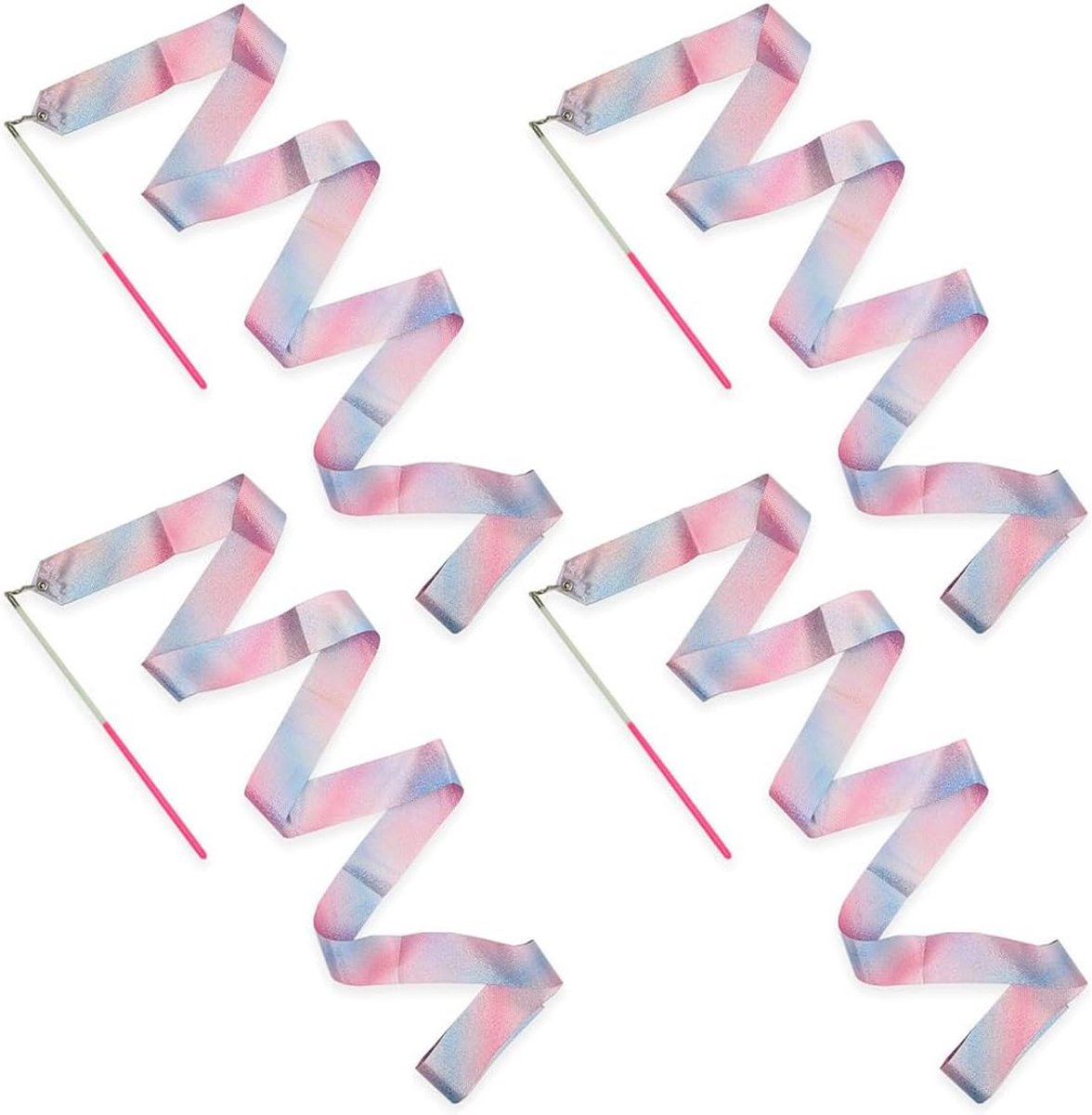 Set van 4 Ritmische Gymnastiekbanden 2 Meter Roze - Voor Training en Optredens