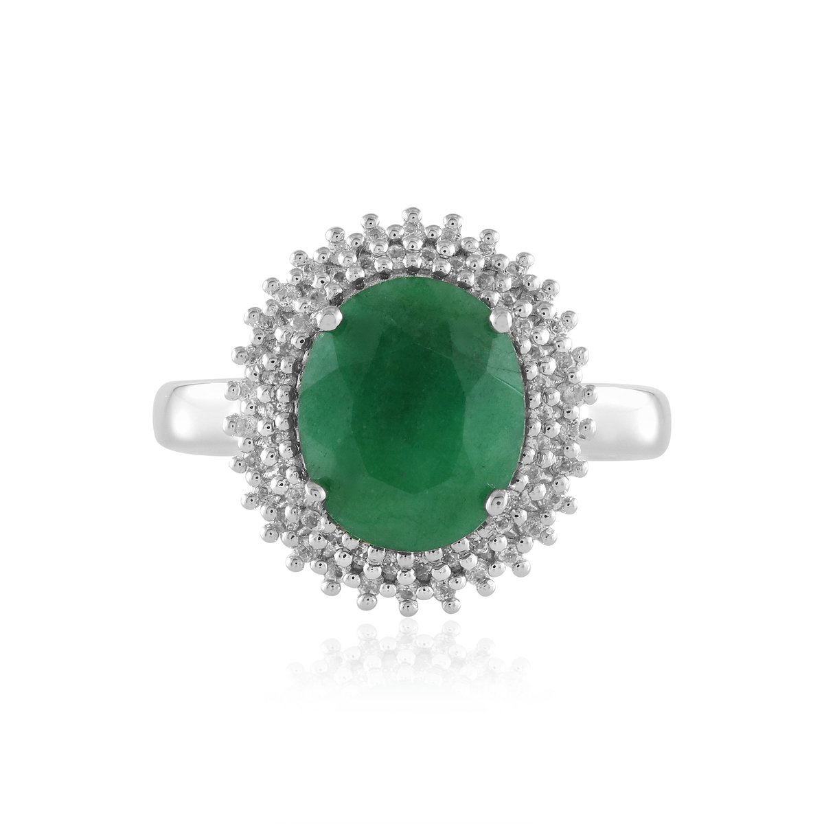 Cavill - Zilveren Ring met 2,61 ct Smaragdkleurige Ovale Beryl uit India - 925 Sterling Zilver met 0,26 ct Witte Topaas - Elegant Sieraad als Cadeau