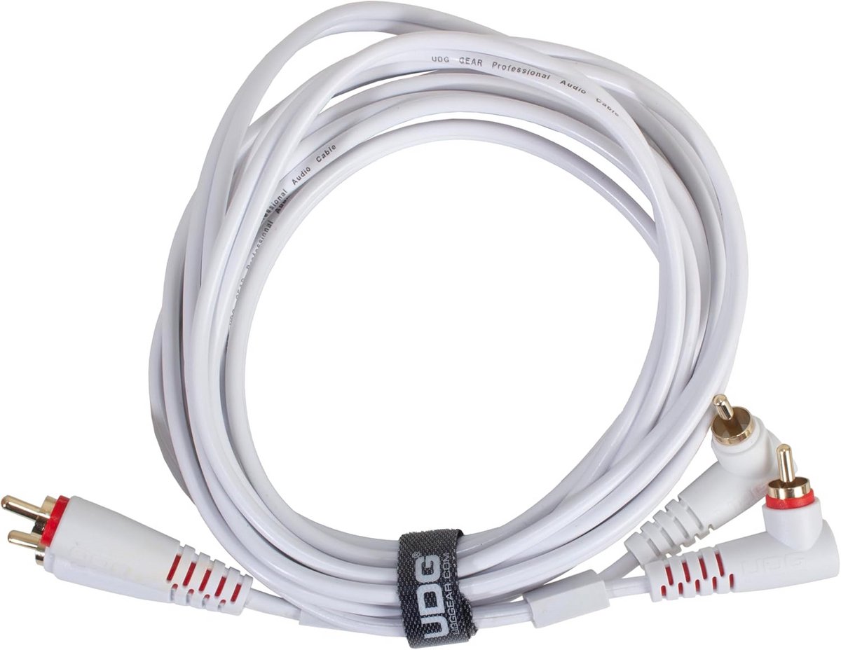 Set RCA Audiokabels - Rechte naar Hoekige Connectoren Wit 3 meter