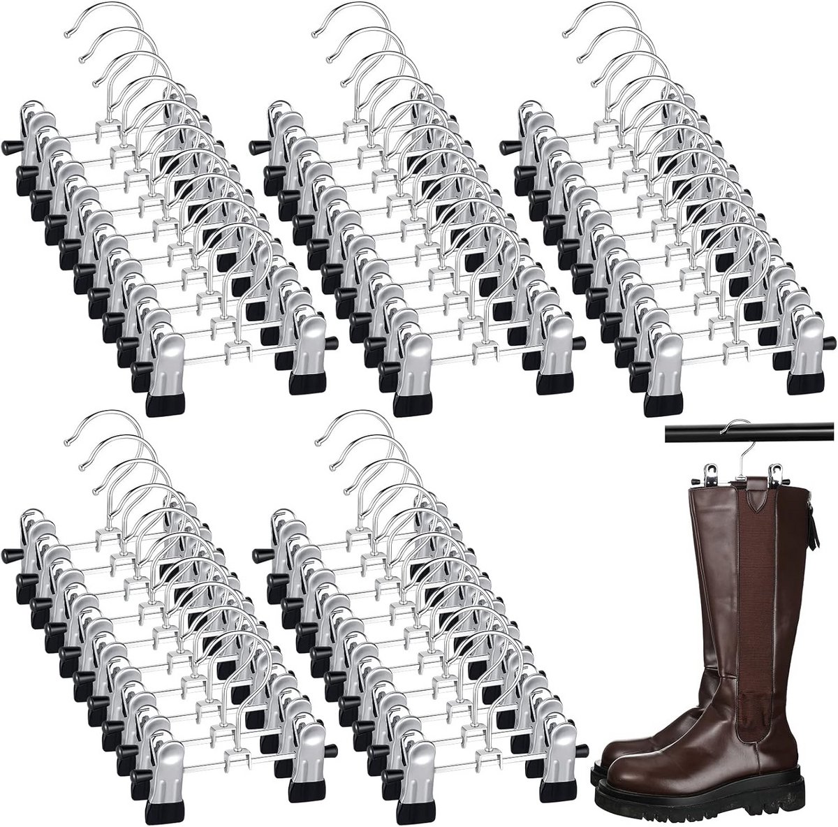50 Stuks Verstelbare Kledinghangers met Clips voor Broeken, Tassen en Accessoires