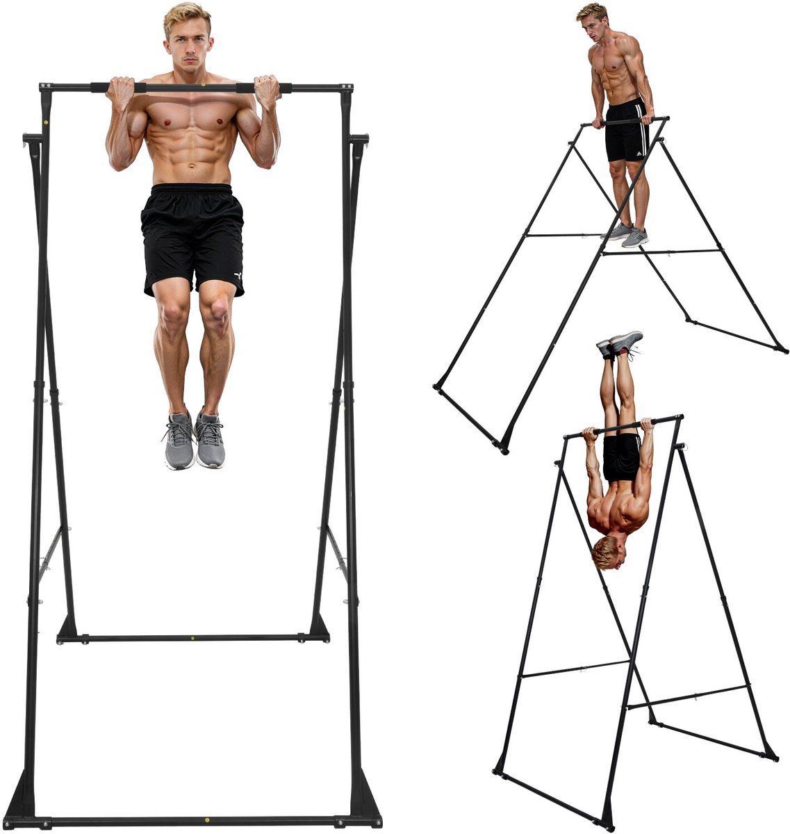 Yoga Hangmat- en Schommelstandaard - Frame - Draagvermogen 200 kg - Verstelbaar 4-Standen Horizontaal & 6-Standen Verticaal - EVA-Schuim - Alleen Frame