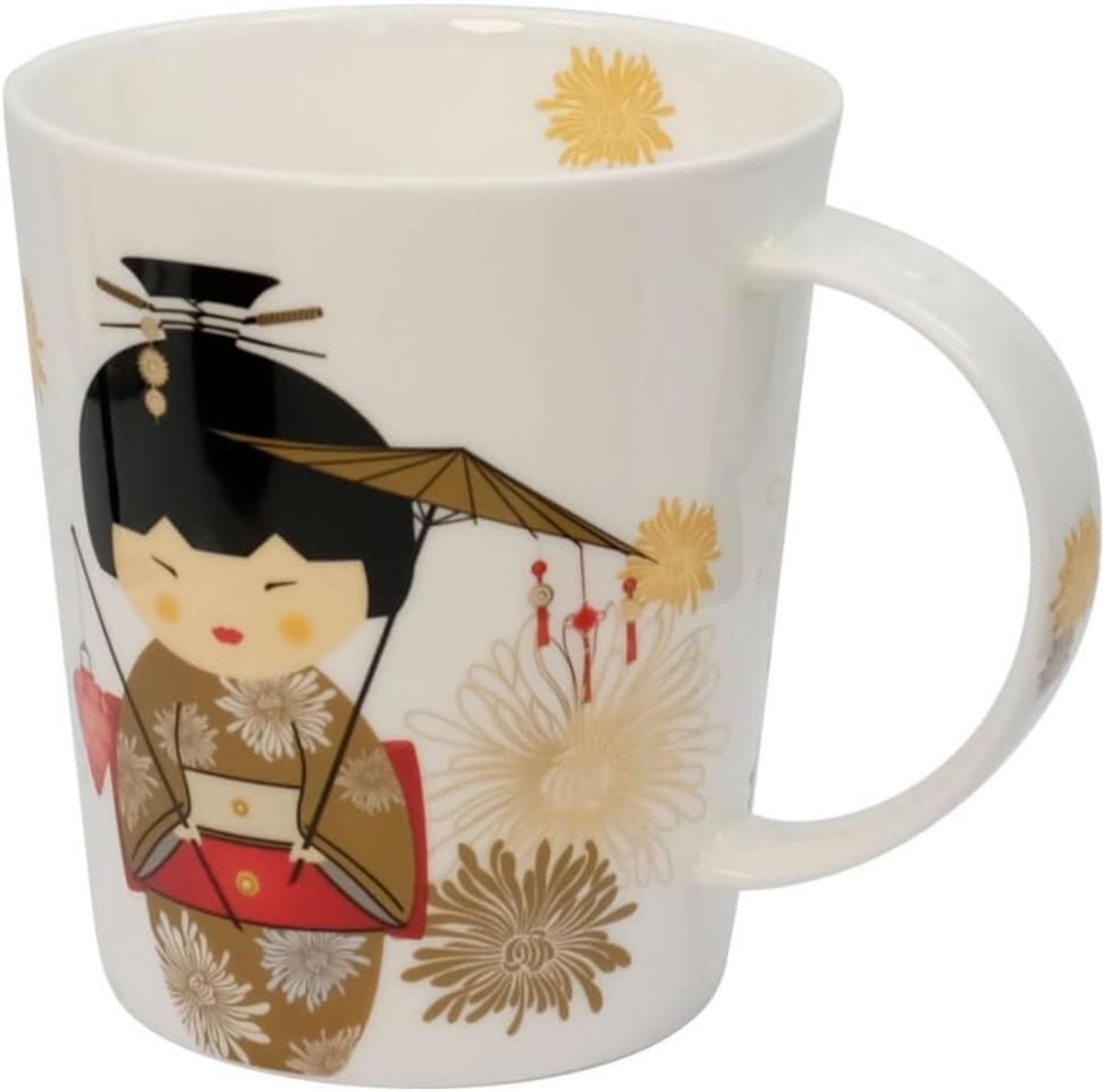 Grote lichte mok van fijn bone china porselein met oor, 500 ml