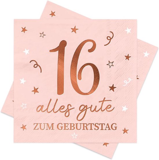 Voarge 20x Roségouden Verjaardagsservetten – 2-laags, 33x33 Cm, Feestelijk En Elegant