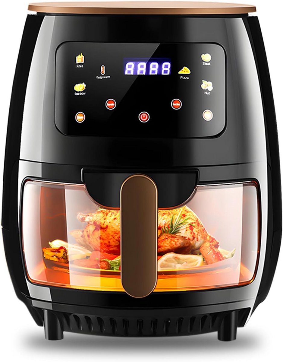Grote Heteluchtfriteuse 6L met Glazen Kijkvenster en Touchscreen - Gezond Frituren zonder Olie