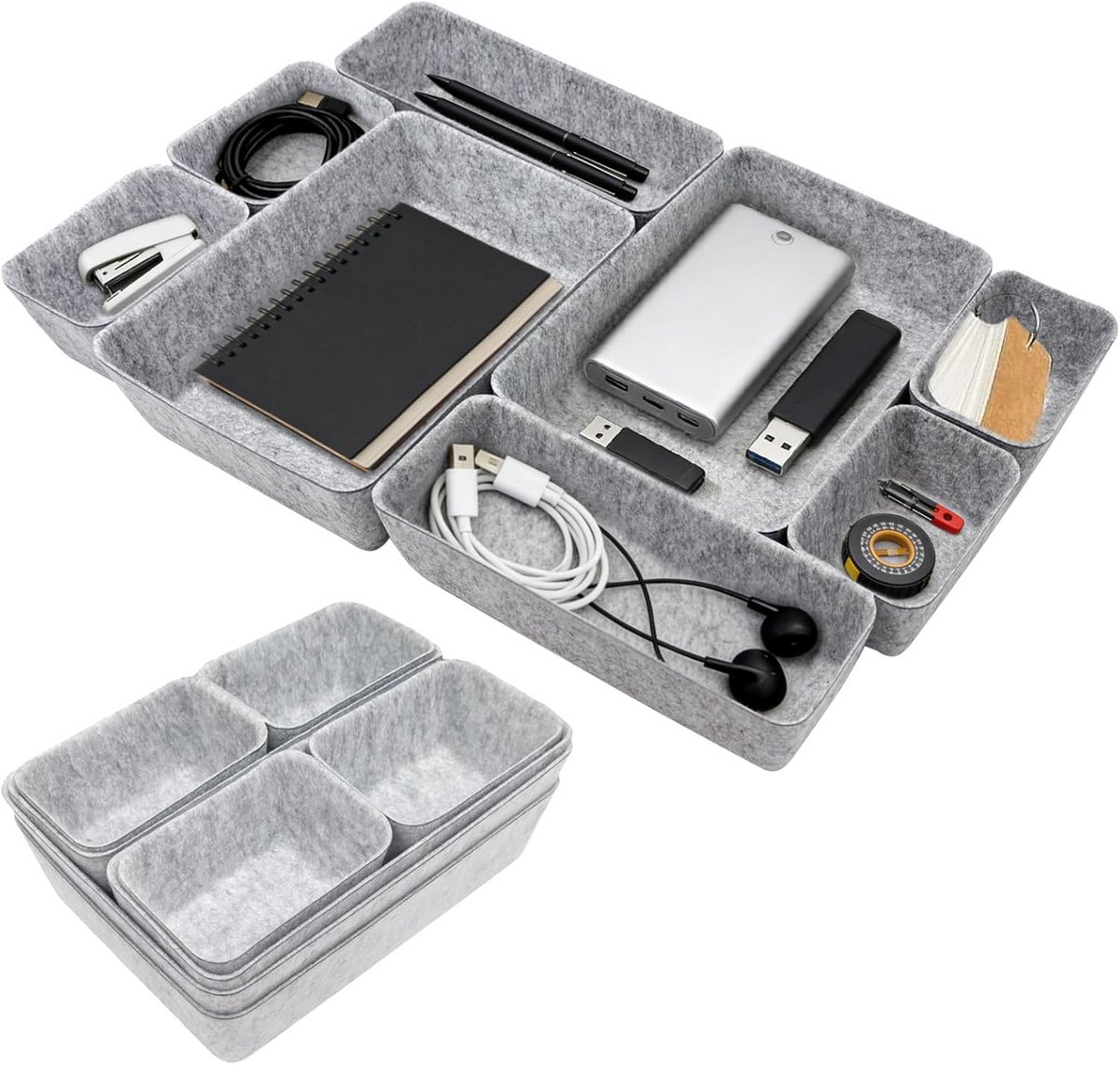 8-delige Stapelbare Lade-Organizer Set van Vilt in 4 Maten